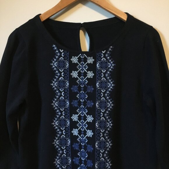 Monsoon Folksy 100% Cotton Embroidered 3/4 Sleeve Knit Dress - Picture 6 of 15